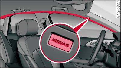 Lugar de montaje de los airbags para el área de la cabeza: encima de las puertas